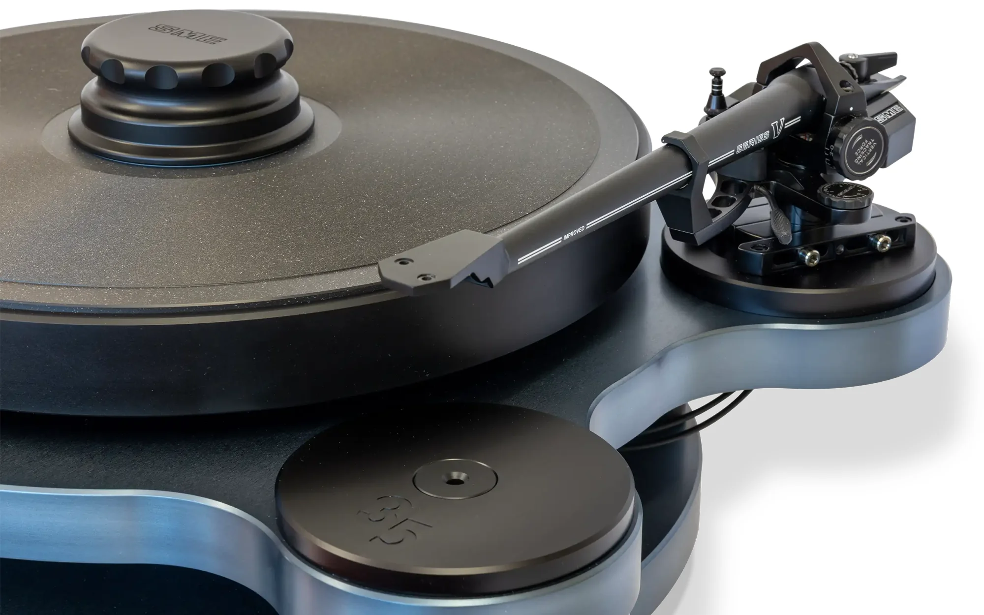 SME Detalle del brazo Series Vi sobre un Model 35 en acabado gunmetal